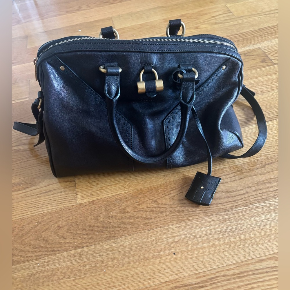 Yves Saint Laurent Muse Black Leather Satchel Handbag Gold Hardware and strap - Picture 10 of 13